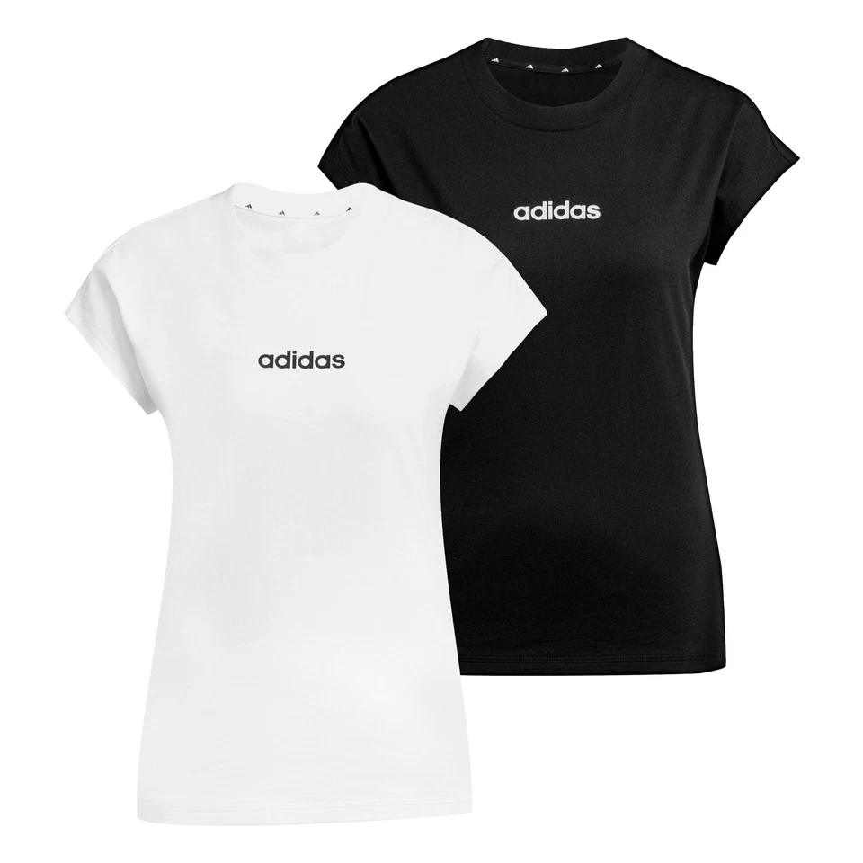 Adidas Damen T-Shirt Oberteil Kurzarmshirt Essentials Linear Cotton T-Shirt - Bild 1 von 1