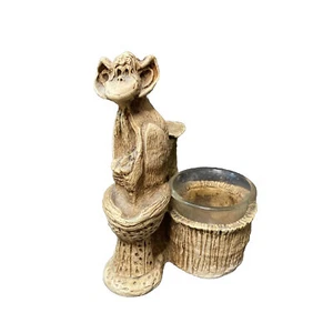 Vintage Trinket/Votive Holder Cheeky Monkey On Toilet Figurine Signed Ricardo - Picture 1 of 12