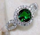 2Ct Emerald And White Topaz 925 Solid Sterling Silver Ring Jewelry Sz 7 I2 7