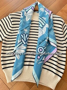 Sallys 18 Momme Plants Print Twill Silk Wrap Scarf Stole Double Face Shawl 35" - Picture 1 of 45
