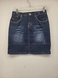Justice Girls Skirt Blue 14R Youth Cotton Denim Skort Short Straight Coastal  - Picture 1 of 15