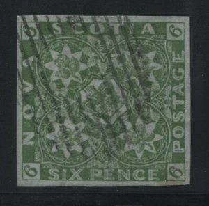 Nova Scotia 1851 6d yellow green choice VF used - Picture 1 of 1