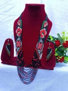 Collar Hecho a Mano Semilla Cuentas Boho Estilo Americano Nativo Cuentas Multi Hilo - Imagen 1 de 2