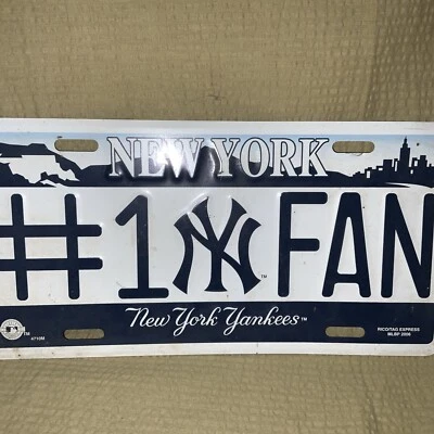 New York Yankees #1 NY Fan Embossed Metal Car License Plate - Image 1 of 4
