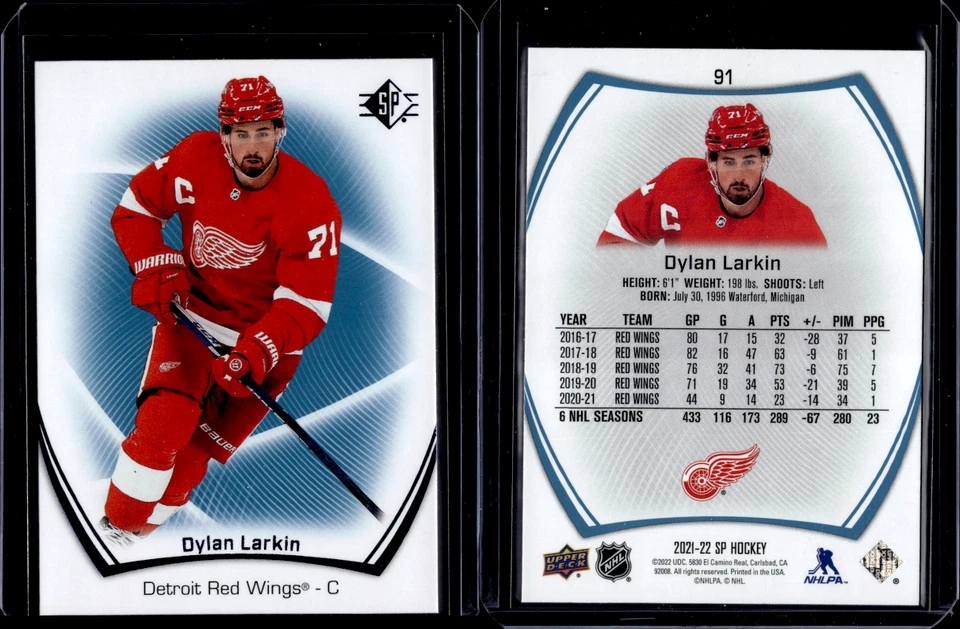 2021-22 Upper Deck SP Authentic Blue #91 Dylan Larkin - Image 1 of 1