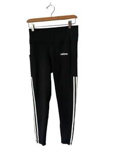 Womens ADIDAS Black/White 3-Stripe 7/8 Climalite Athletic Leggings ED6990 Size M - Picture 1 of 2