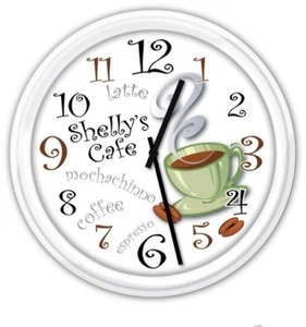 Coffee House Cup Cafe PERSONALIZED Wall Clock Kitchen Espresso GREAT GIFT - Picture 1 of 1