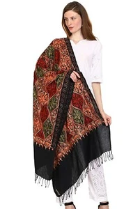 New Kashmiri Women's Wool Blend Full Embroidery Matka Shawl Stole Wrap  - Picture 1 of 6
