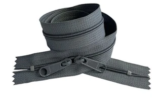 One YKK #4.5 30 Inch 4.5mm Zipper with Double Pull Head-to-Head Slider Made USA - Picture 1 of 66