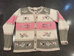 Vintage Northern Reflections Oma Pullover mit Blumenstickerei Small Rosa Landhaus - Bild 1 von 6