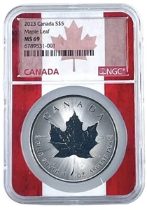 2023 Canada 1oz Silver Maple Leaf NGC MS69 - Flag Picture Core - Picture 1 of 2