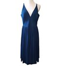 Dress the Population Alicia Dress Blue sleeveless chiffon pleated skirt size L