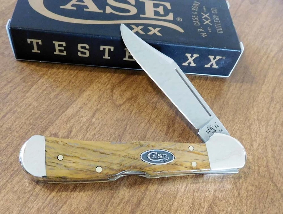 CASE XX New 47127 Yellow Curly Oak Handle 1 Blade Mini Copperlock Knife/Knives - Image 1 of 1