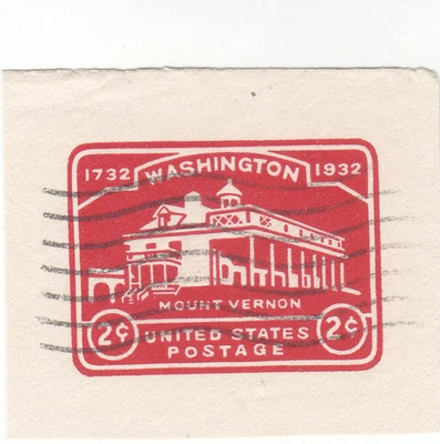 Scott # U525a - 2c Carmine Envelope Cut Square - Raised "S" - Used - Image 1 of 2