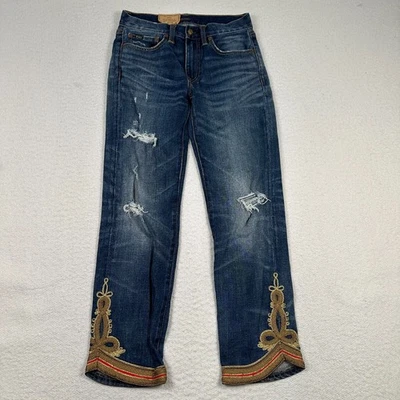 Jeans Polo Ralph Lauren Talla 26 Waverly Recto Corto Bordado Denim Envejecido Foto 1 de 4