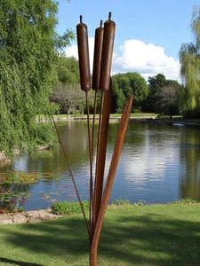 Rohrkolben, 116 cm, Rost-Optik, Edelrost Teichdekoration, Gartenstecker Edelrost - Imagen 1 de 4