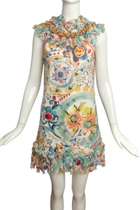 MOSCHINO - Bedrucktes Kleid aus Seide & Perlen, Größe 6 - Bild 1 von 6