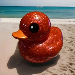 Electric RED JUMBO Dazzle Duck Rubber Duck Collectible Glitter Sparkle Duck BIG - Picture 1 of 3