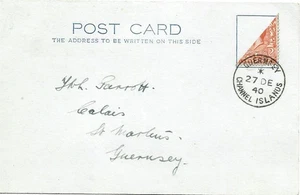 Guernsey 1940 2d Naranja Definitivo Bisect en Tarjeta Lisa - Uso Local - Imagen 1 de 1
