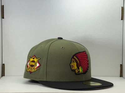 7 1/2 (7.5) Boston Braves New Era 59FIFTY Fitted Hat (Military Green/Black) - Image 1 of 4