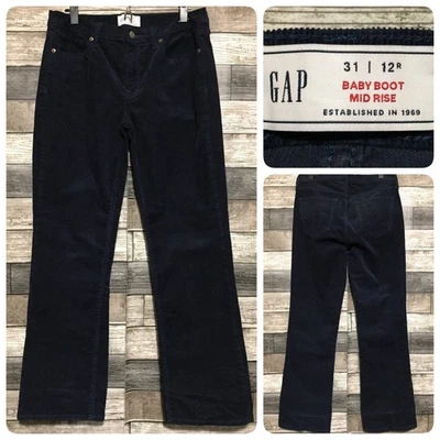 Gap Baby Boot Mid Rise Corduroy Pants Women’s 12R Navy Blue Stretch (Inseam 30) - Image 1 of 4