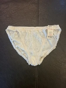 Valentino NWT VINTAGE Satin Floral Lace Bikini Panties Size L USA Ivory 77543 - Picture 1 of 12