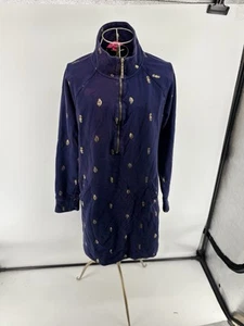 Lilly Pulitzer Navy Gold Popover Seepferdchen Kleid Größe M Langarm - Bild 1 von 15