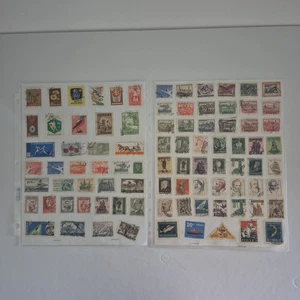 2 sheets Vintage lot of Used Stamps 91 in total mostly Poland - Picture 1 of 9