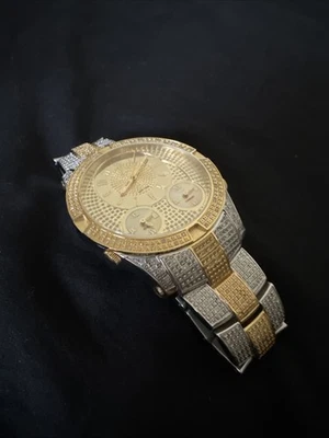 JBW МУЖСКИЕ БОЛЬШОЙ JET SETTER III ДВУХЦВЕТНЫЙ 118 БРИЛЛИАНТОВ 3 ЧАСОВОЙ ПОЯС ЧАСЫ J6348C - Изображение 1 из 4