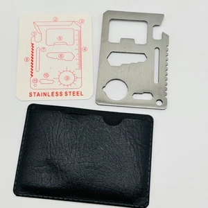 Stainless Steel 11-in-1 Survival Multi Tool Card Wallet Knife Bottle Opener EDC - Picture 1 of 4