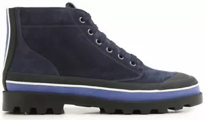 $1235 Designer VALENTINO Men's High Top Suede Blue Ankle Lace Up Boots 40.5 - Picture 1 of 5