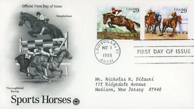 US 2756-2759 FDC PCS Set Sports Horses Thoroughbred Racing - Image 1 of 4