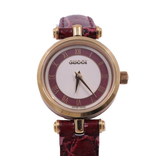 Orologio Donna GUCCI 2000L Sherry Line 22mm Quadrante Rosso Bianco Giappone Usat