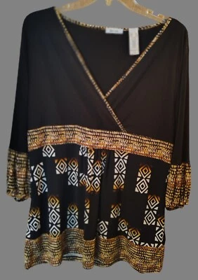 Blusa negra y tostada Liz And Co. Foto 1 de 4