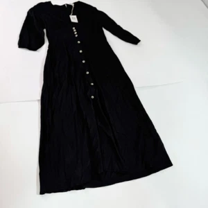 ELF Made by Hand Maxi Dress Womens XL Black Whimsical Long Sleeve New Goth - Picture 1 of 12
