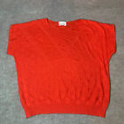 Vintage 80s 90s Sweater M Knit Top Red Cap Sleeves Retro Casual Granny Core