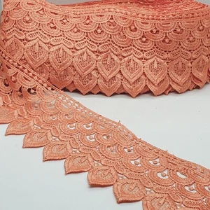 1m Pfirsich Melba bestickt Guipure Spitze Brautkleid Borte - Bild 1 von 1