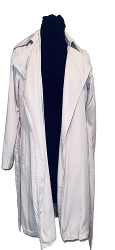 OFF WHITE Abercrombie And Fitch Trench coat drappeggiato beige crema con cintura a vita aperta taglia M