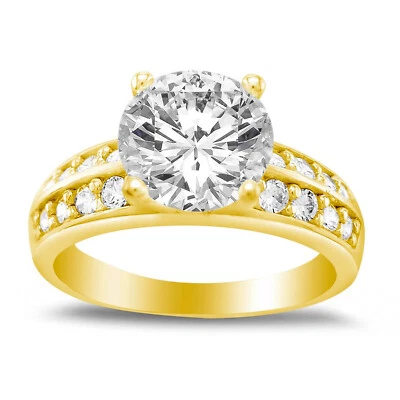Solid Genuine 14k Gold 1.15ct Round Diamonette Cubic Zirconia Engagement Ring - Image 1 of 4