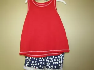 CAT AND JACK 4th of July 2 Piece SHORT OUTFIT Size 18 Months~Star Shorts - Picture 1 of 6