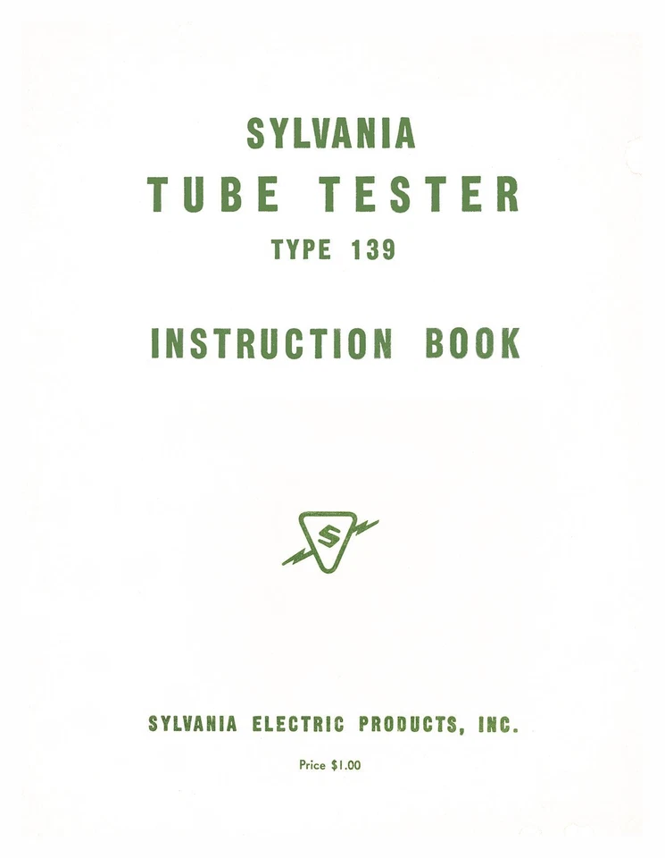 Manual probador de tubos Sylvania modelo 139 Foto 1 de 1
