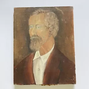 Antikes Porträt Ölgemälde auf Leinwand ungerahmt 1923 Gentleman mit Ziegee - Bild 1 von 10