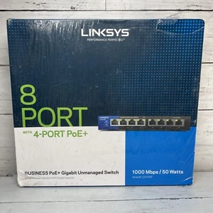 LINKSYS Business Desktop Gigabit PoE+ Switch 8 Ports LGS108P NIDP - Picture 1 of 9
