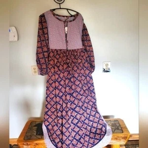 Vestido largo de manga larga con manga campana Indigo Combo de Free People talla L - Imagen 1 de 15