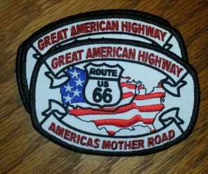 BIKER PATCH "MOTHER ROAD ROUTE 66" RED/WHITE/BLUE NEW NICE LADIES MEN PATCH - Picture 1 of 2