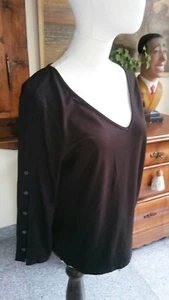 Camicia da donna elasticizzata seta MARC CAIN marrone dettaglio bottone maniche taglia 40 - Foto 1 di 5