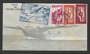 PORTUGAL 1939 HORTA TO UNITED STATE FIRST FLIGHT AIRBOAT LISBON AZORES NEW YORK - Picture 1 of 2