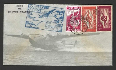 PORTUGAL 1939 HORTA TO UNITED STATE FIRST FLIGHT AIRBOAT LISBON AZORES NEW YORK - Image 1 of 2
