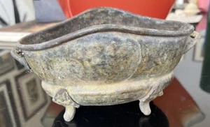 Vintage Brass Planter Pot India Vessel Hammered Shabby Chic Antique Patina - Picture 1 of 7