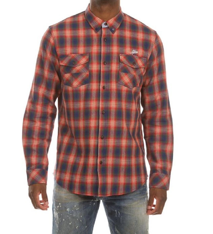 Akoo Trap ls woven Blueprint Long Sleeve Plaid shirt Red/Navy Size XXXL